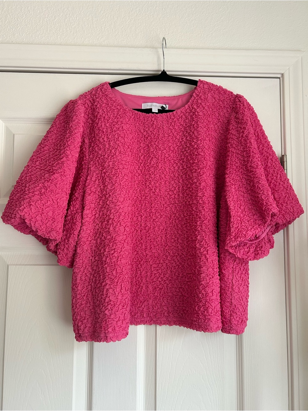 Sugarlips pink textured cropped top size 2x nwt